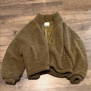 Urban Outfitters Olive Sherpa Jacket